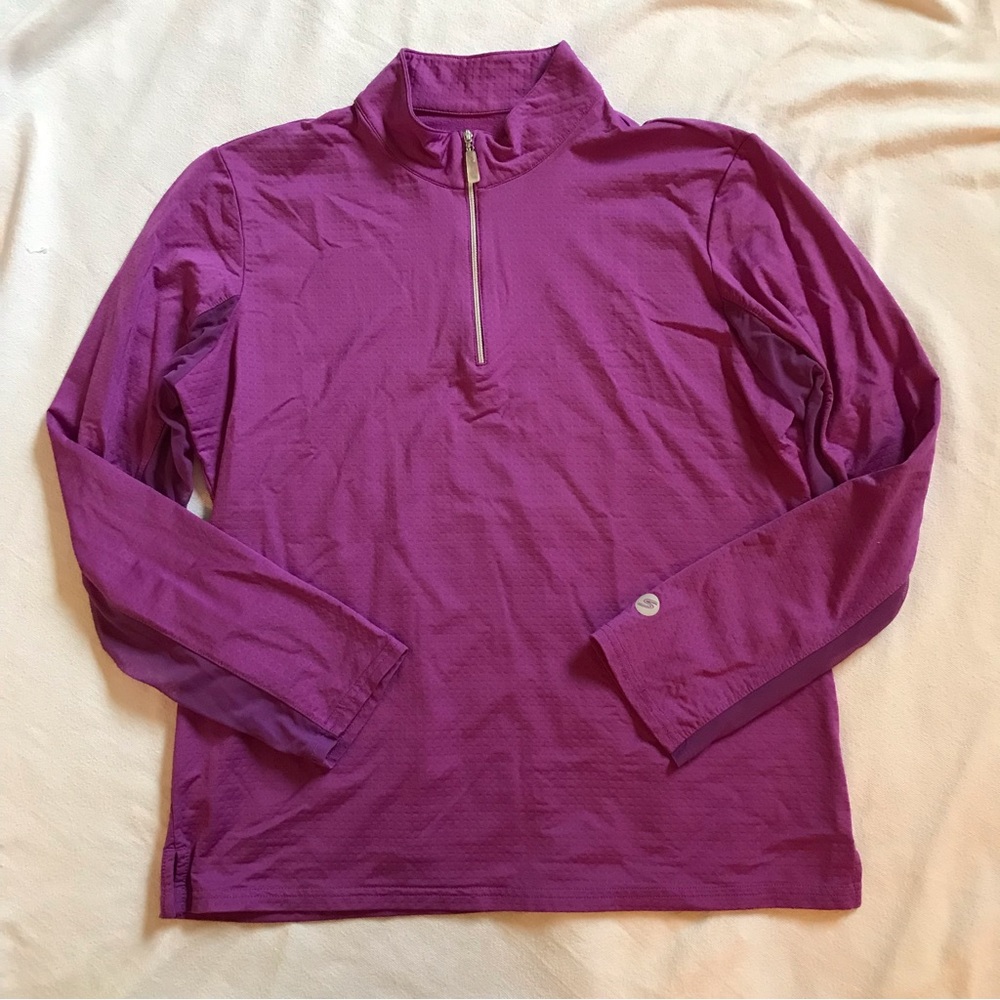 Bette & Court Swing 1/4 zip pullover top L plum  purple golf tennis shirt